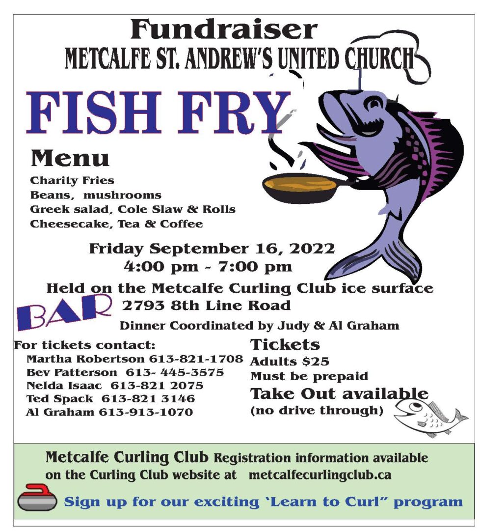 Metcalfe St. Andrews United Church Fundraiser Fish Fry Eastern